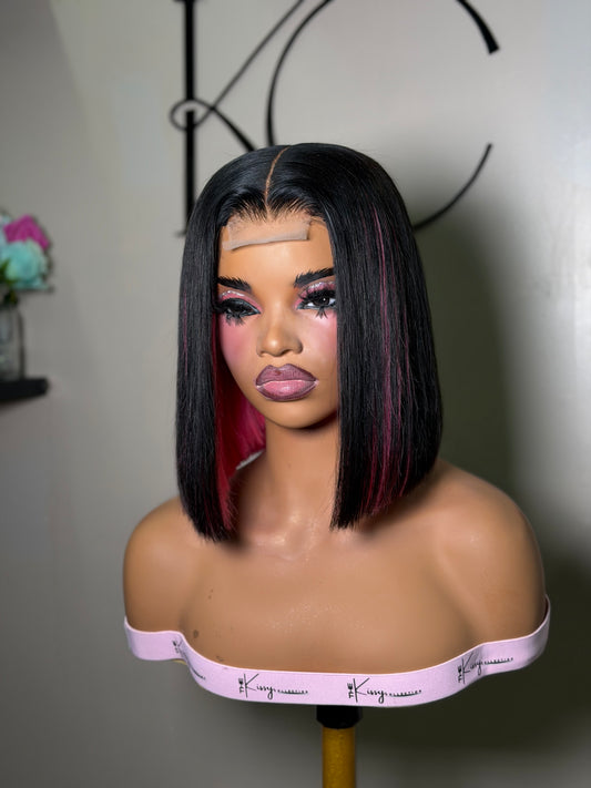 Peekaboo Pink Closure Bob Wig