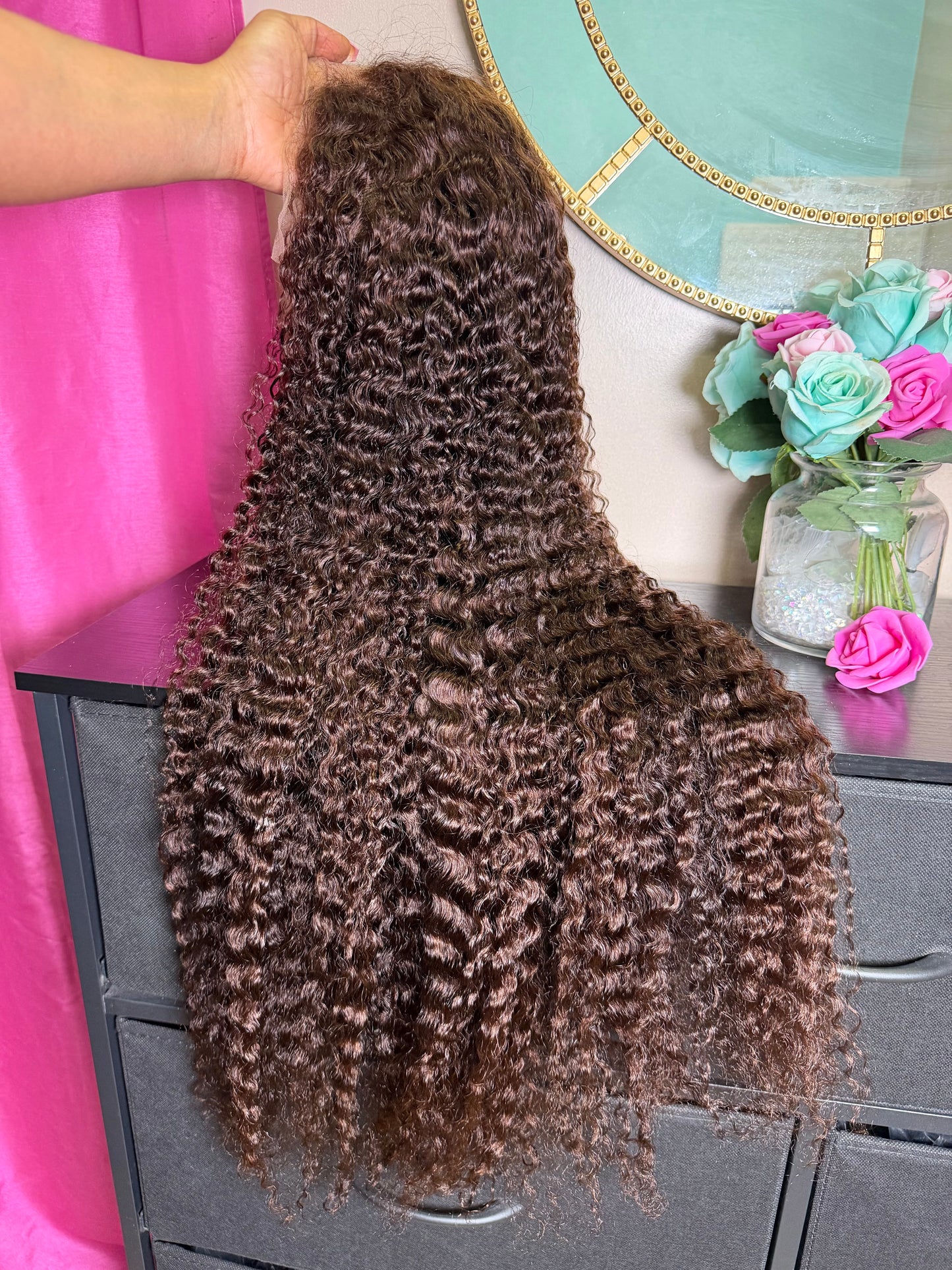 Brown Burmese Curly Frontal Wig