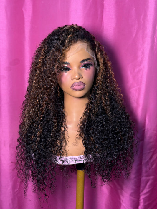 Burmese Curly Highlight Frontal Wig