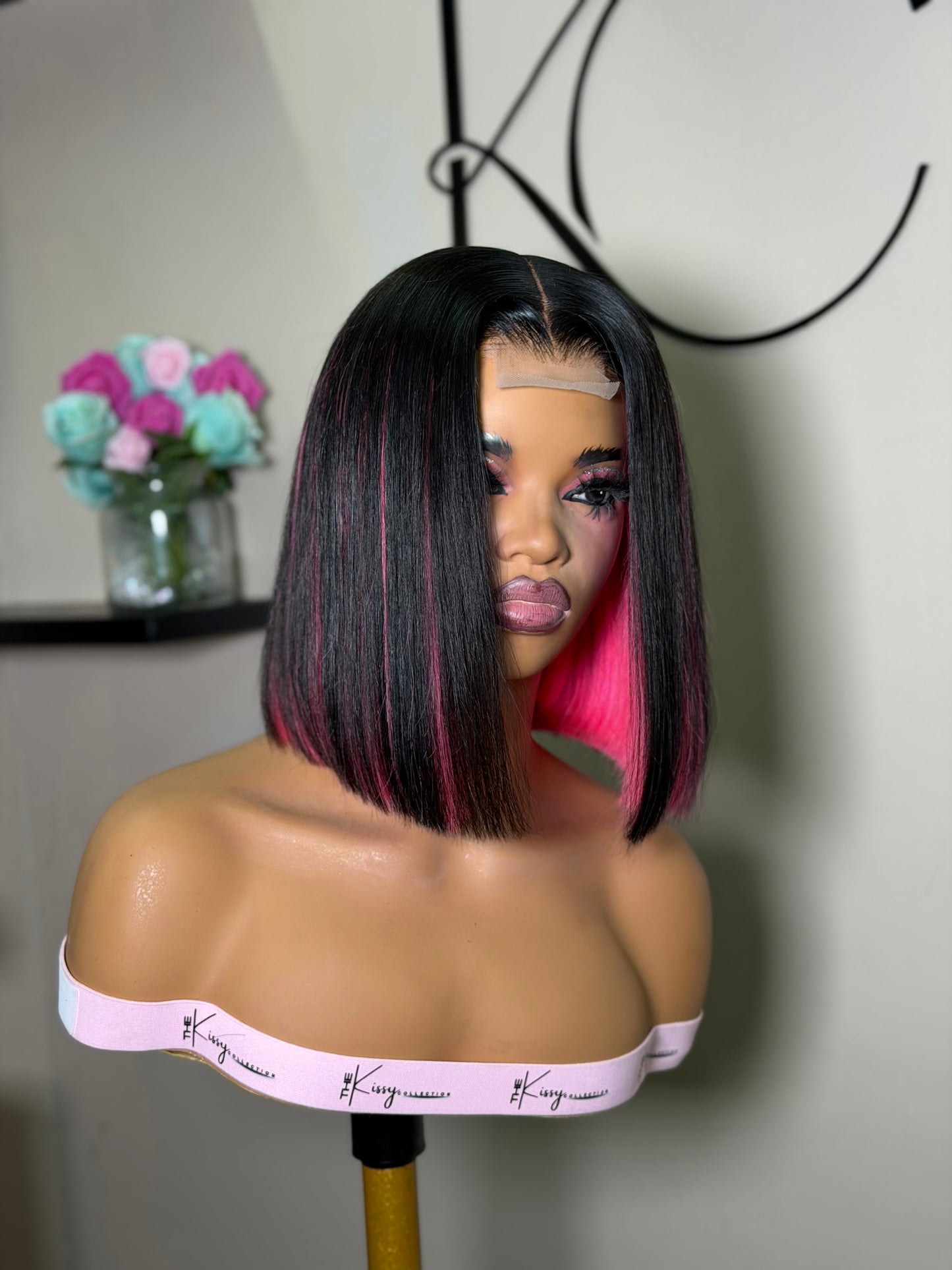 Peekaboo Pink Closure Bob Wig