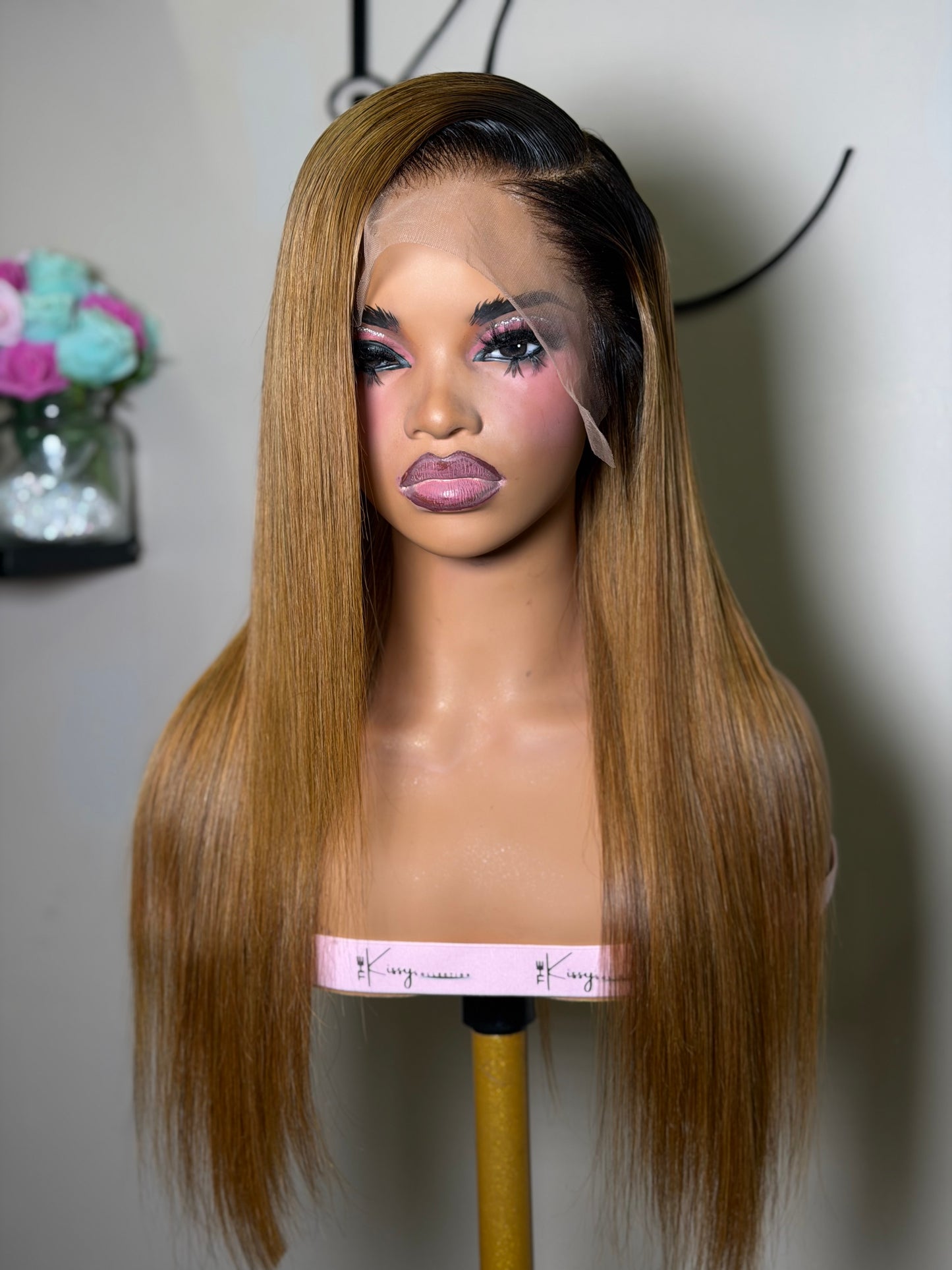 Custom Honey Straight Frontal Wig